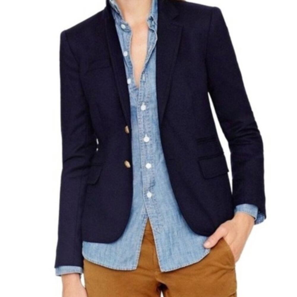 J. Crew Navy Original Schoolboy Wool Blend Preppy Classic Office Blazer 4